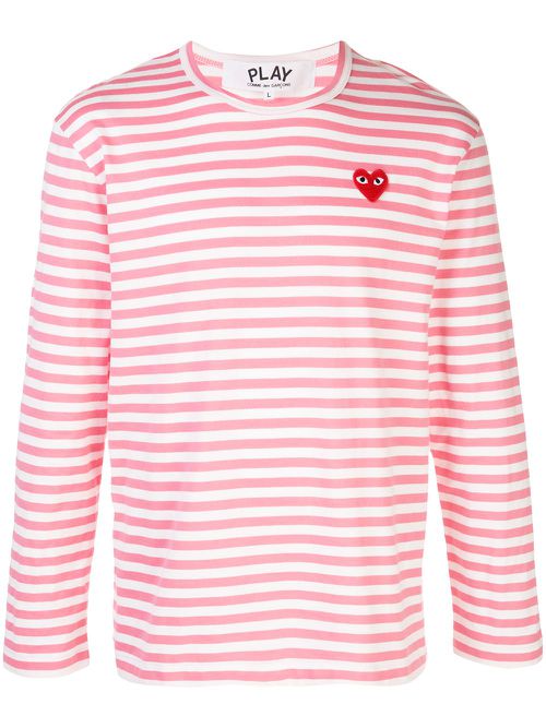 Striped logo T-shirt - Pink