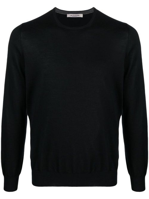 Crew-neck cashmere-blend jumper - Black