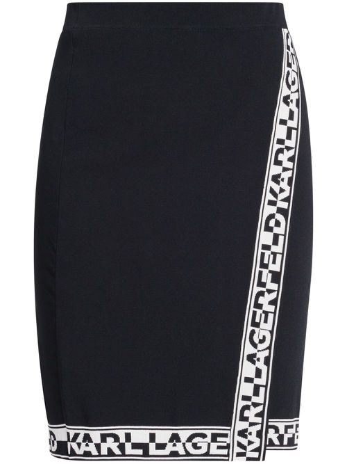 Logo-trimmed knitted wrap skirt - Black
