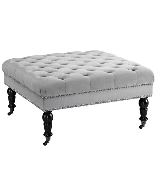 Tess Gray Velvet Square Ottoman