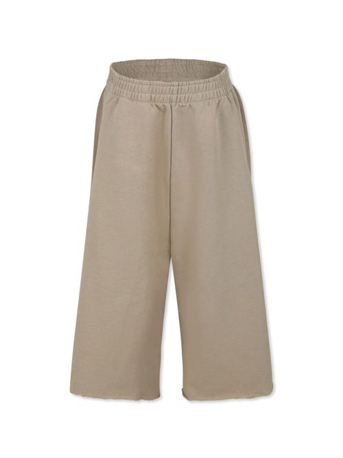 Elastic-waist knee-length shorts - Neutrals