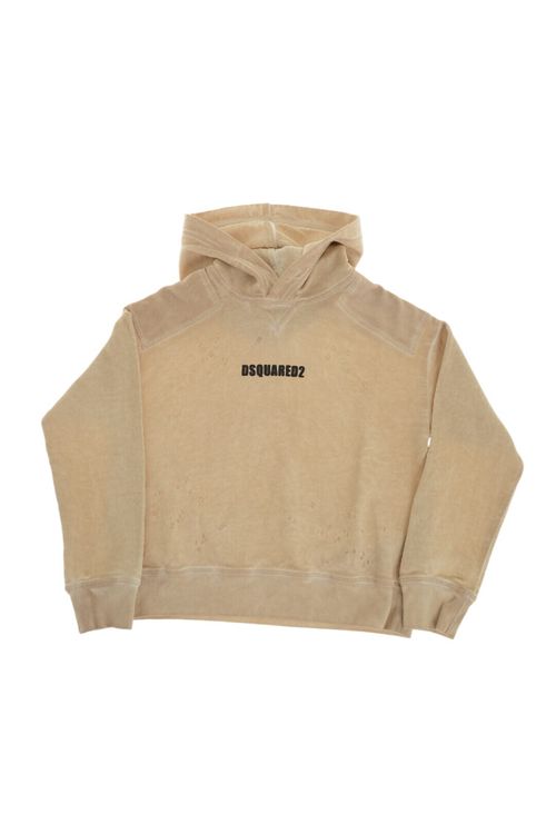 Girls Beige Logo Hoodie