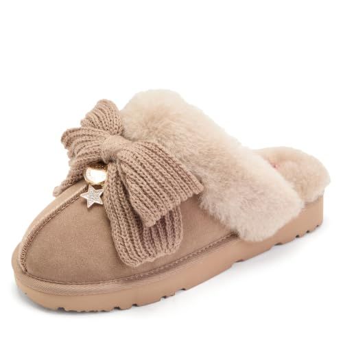 Dearfoams Fireside x Daniella Karagach Shearling Bow Scuff