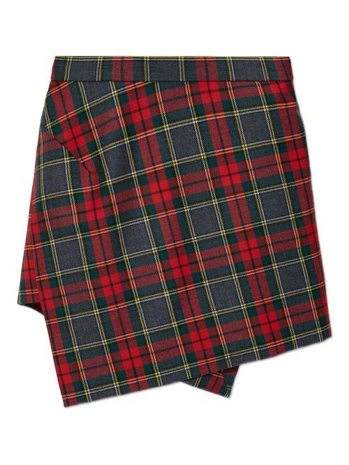 Asymmetric plaid mini skirt - Green