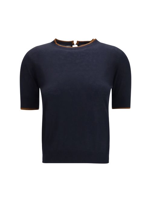 Silk and Wool T-Shirt — Navy