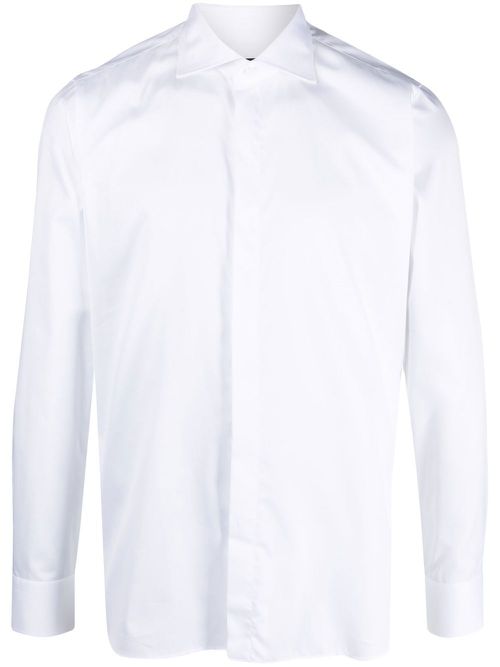 Cutaway-collar cotton shirt - White