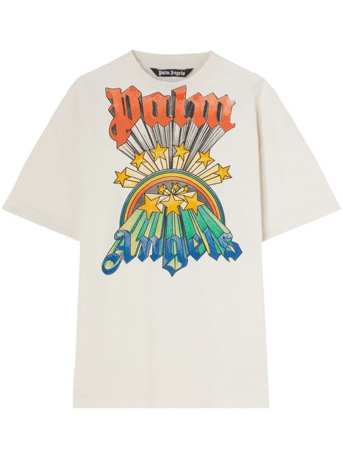 Rainbow-graphic crew-neck T-shirt - White