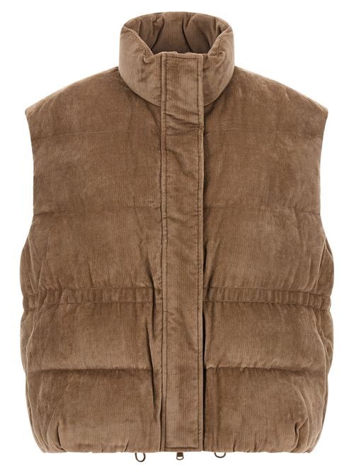 Corduroy Quilted Vest — Beige