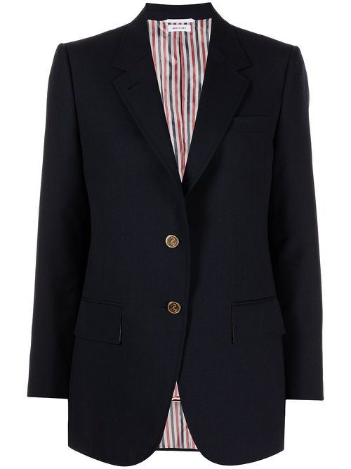 Embossed buttons single-breasted blazer - Blue