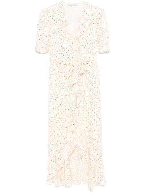 Polka-dot wrap midi dress - Neutrals