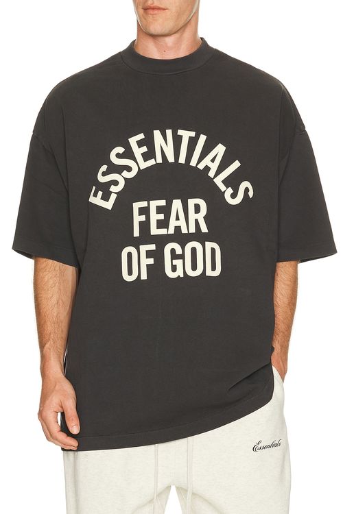 Fear of God ESSENTIALS Campus 90's Short Sleeve Tee in Faded Black - Black. M also in L, S, XL/1X, XS, XXL/2X, XXXL/3X