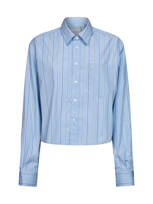 Cropped Cotton Poplin Shirt — Blue