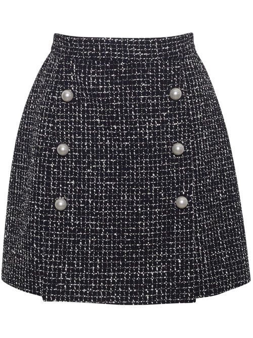 Double-breasted tweed skirt - Black