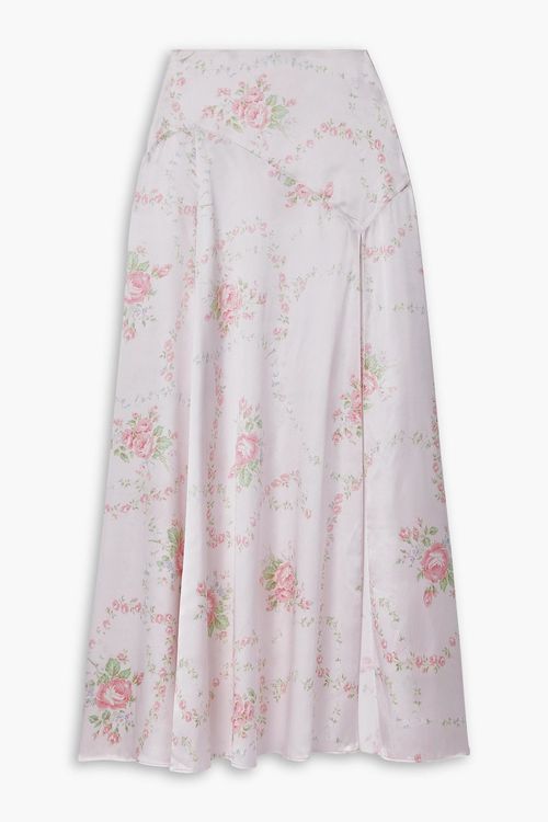 Ziggy floral-print silk-charmeuse maxi skirt