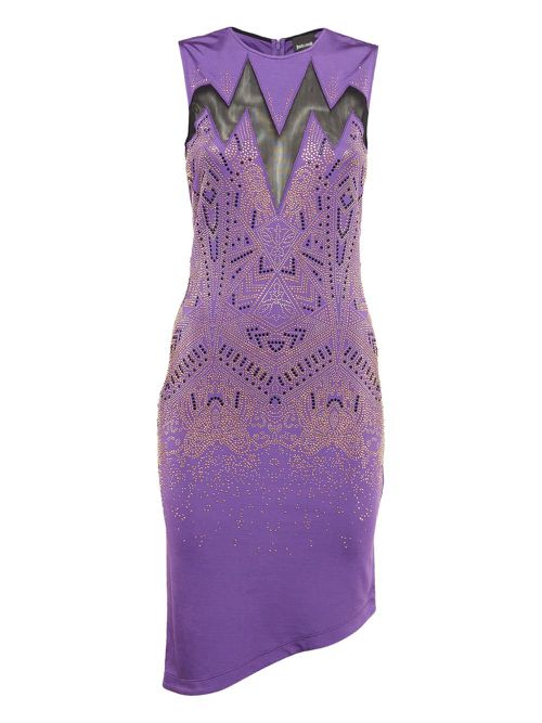 Pre-owned asymmetric rhinestone-embellished dress - Purple