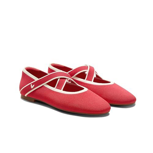 VIVAIA Nia Women’s Mary Jane Flats Shoe with Cross-Strap Style Almond Toe Comfortable Ballet Flats for Casual Daily Wear - Black Cream Ivory