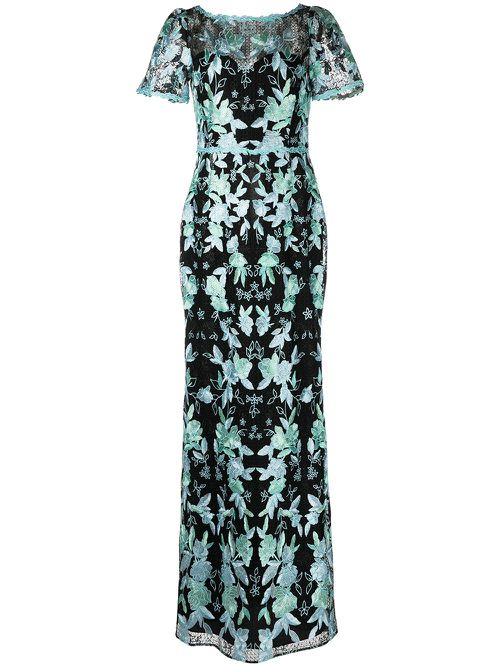 Short sleeve embroidered gown - Multicolour