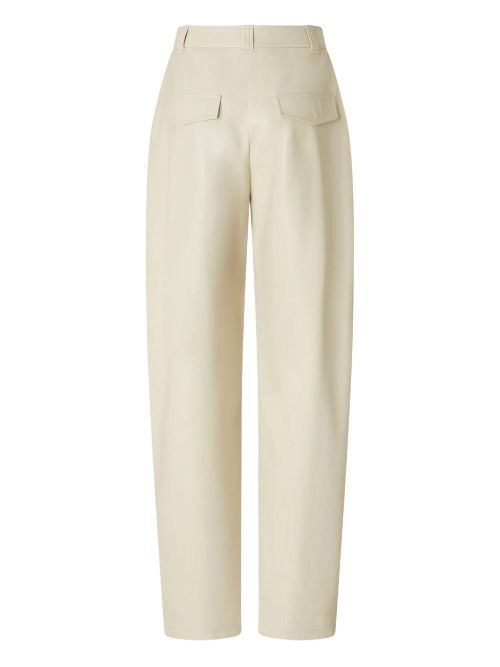 Balloon-Fit Polyester Trousers — Beige