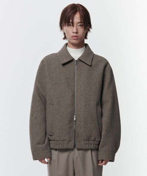 Wool blend minimal blouson jacket