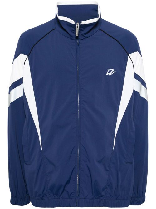 Logo-print panelled jacket - Blue