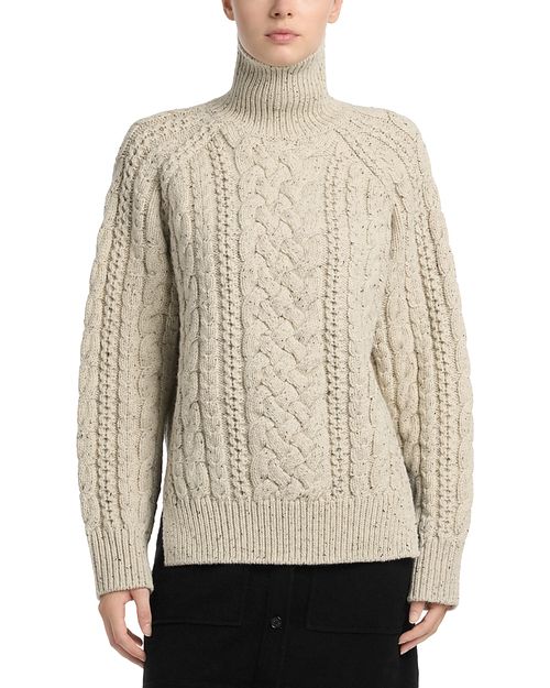 Cable Knit Wool Turtleneck Sweater