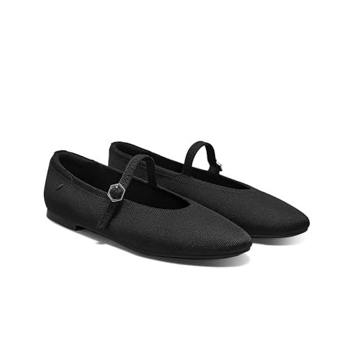 VIVAIA Nelly Women's Mary Jane Flats Comfortable Almond Toe Ballet Flat Shoe Lightweight Soft Versatility Dress Shoes Black