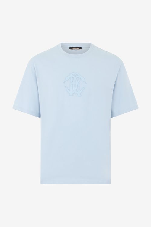 Light Blue T-shirt With Embroidered Logo - Male T