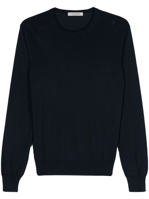 Fine-knit cotton jumper - Blue