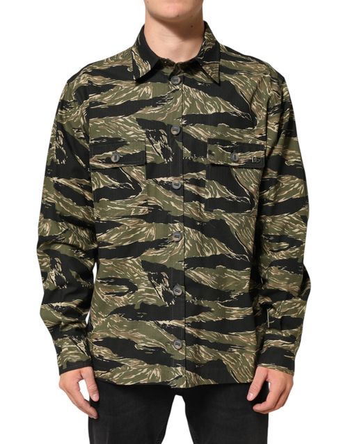 Tiger-Stripe Camouflage Cotton Shirt — Khaki