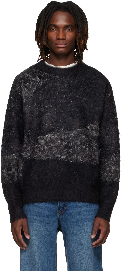 Black & Gray Abstract Jacquard Mohair Sweater