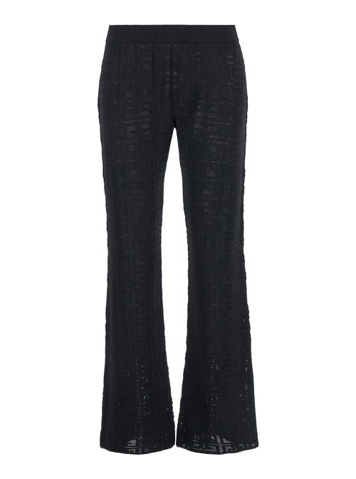 Black Flared Leg Pants With 4g Logo All-over In Viscose Blend Woman