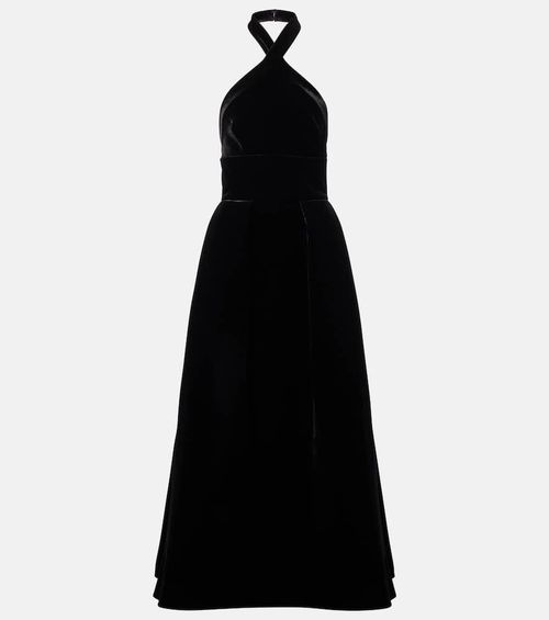 Halterneck velvet gown
