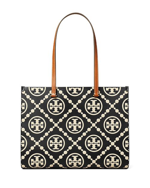 T Monogram Contrast Embossed Tote