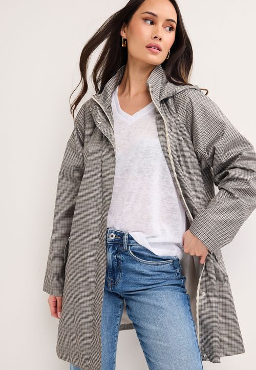 Womens Grey Check Glam Mac Jacket