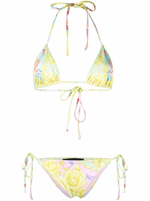 Baroque-print bikini - Yellow