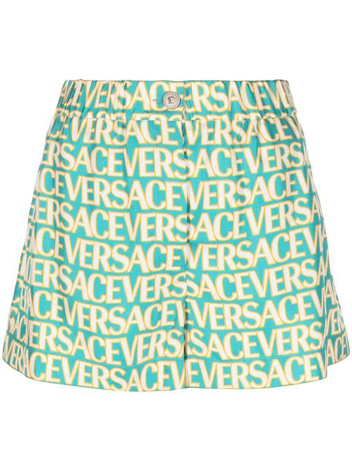 Logo-print silk shorts - Blue