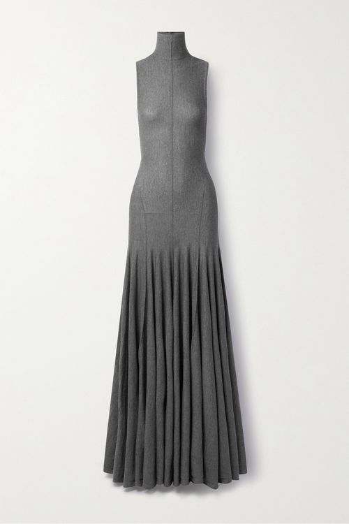 Romee Open-back Draped Merino Wool Maxi Dress - Gray