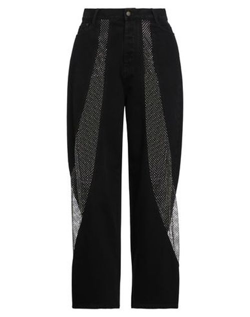 Woman Jeans Black Size 26 Cotton, Polyester, Glass