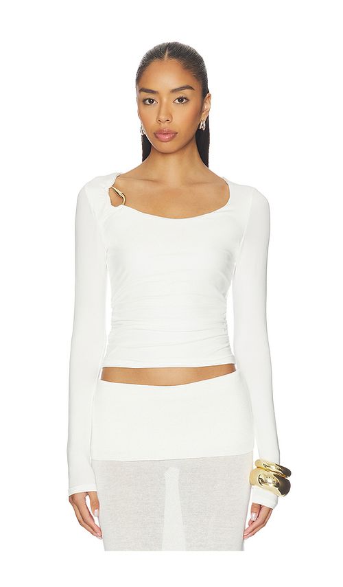 SNDYS Ashley Scoop Neck Top in White. - L also in S