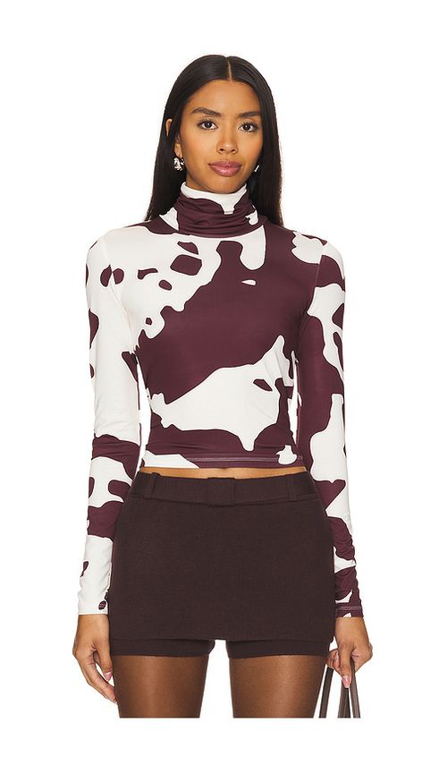 SIEDRES Cody Long Sleeve Turtleneck Top in Burgundy. -  M also in