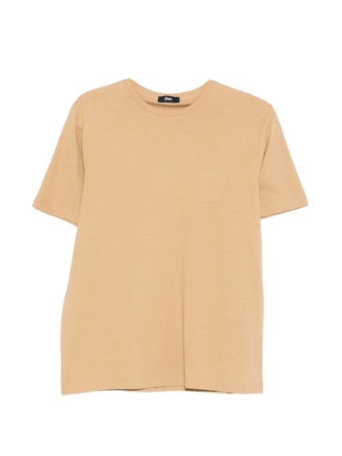 Cotton Crew-Neck T-Shirt — Beige