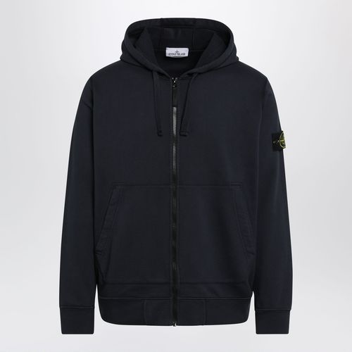 Stone Island Regularfit Hooded Zip Hoodie In Organic Cotton, Blue