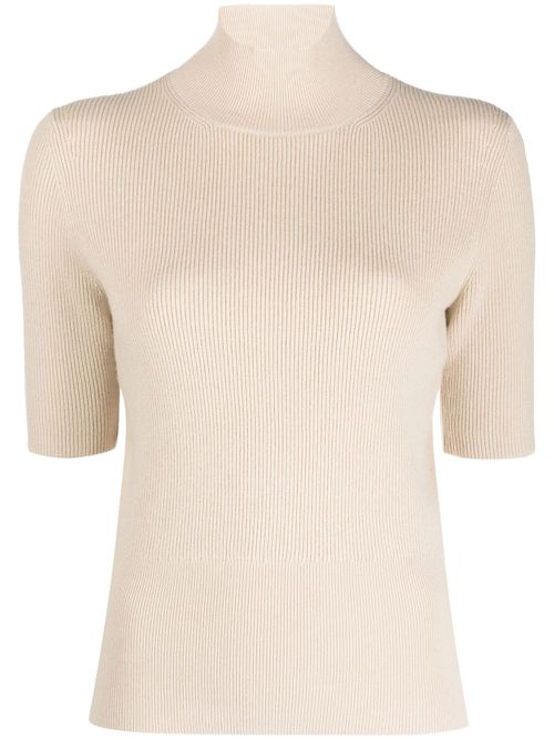 Roll neck knitted top - Neutrals