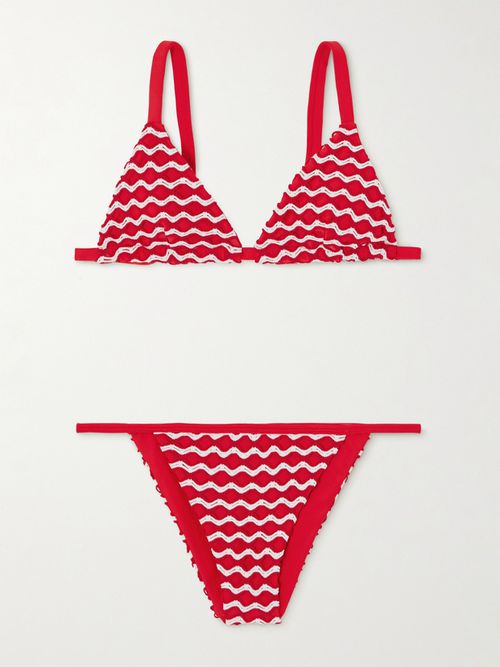 Bikini En Tissu Crocheté Bicolore Sun - Rouge