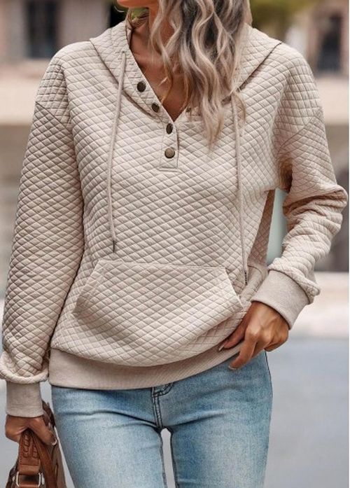 Modlily Light Coffee Tummy Coverage Long Sleeve Hoodie