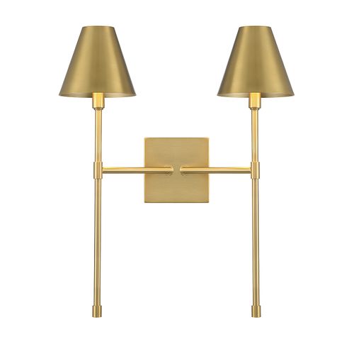 Warm Brass Two Light Wall Sconce from the Jefferson Collection
