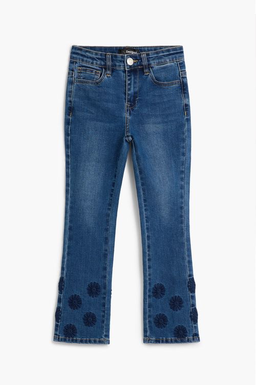 Embroidered flower jean