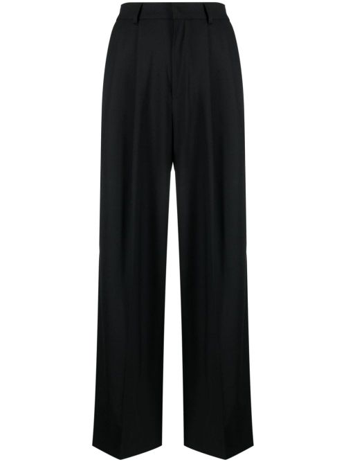 Virgin Wool Blend Trousers — Black