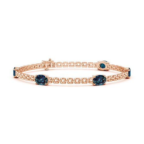 Angara 5.0 Carats Five Stone Oval Lab-Grown Alexandrite Station Link Bracelet in 14K Rose Gold