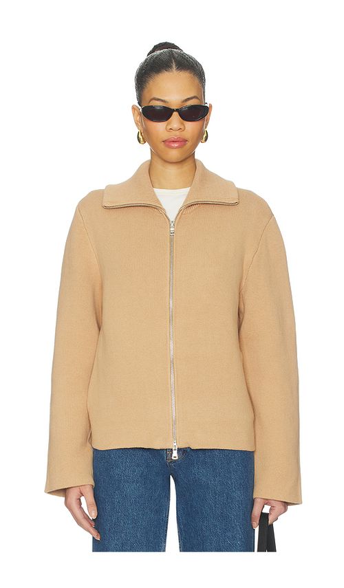 L'Academie Avey Zip Cardigan in Tan. - L also in XXS, XS, S